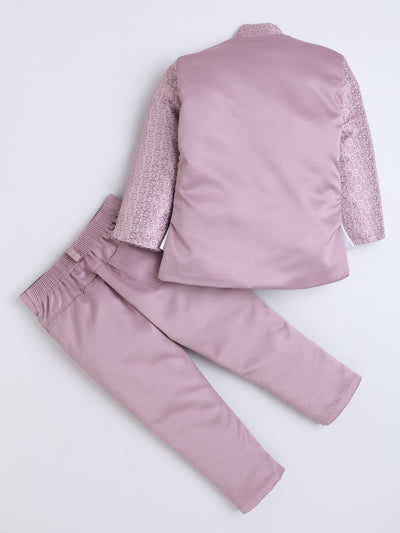 Boys Jacquard Geometric Loop Motifs Indo Western 2 Piece Suit Set