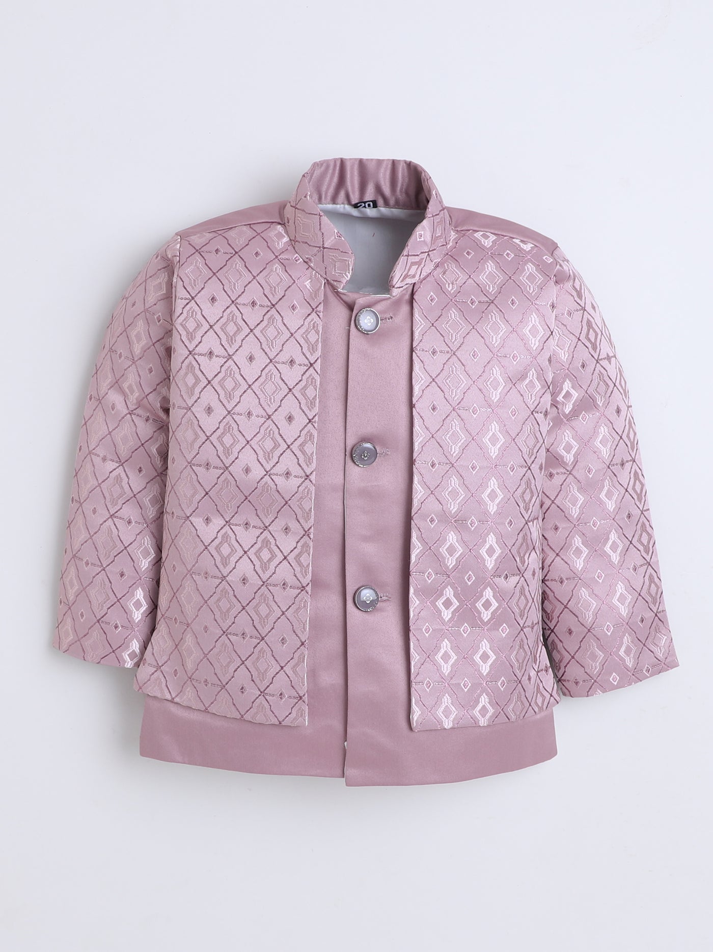 Boys Jacquard Geometric Diamond Motifs Indo Western 2 Piece Suit Set