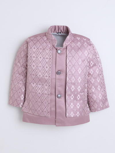 Boys Jacquard Geometric Diamond Motifs Indo Western 2 Piece Suit Set