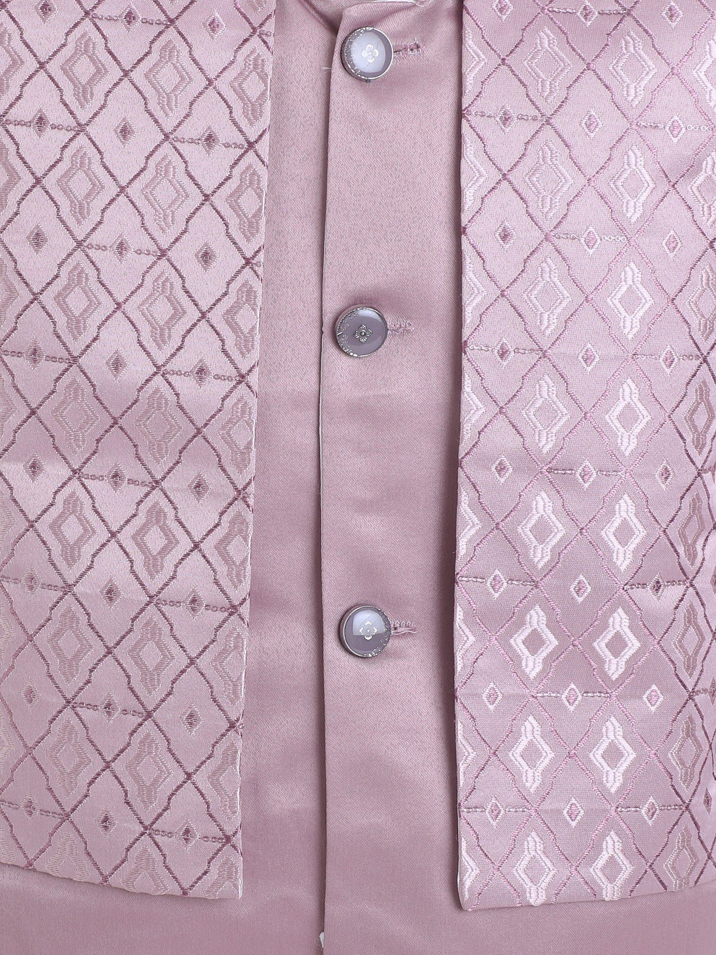 Boys Jacquard Geometric Diamond Motifs Indo Western 2 Piece Suit Set