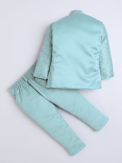 Boys Jacquard Geometric Loop Motifs Indo Western 2 Piece Suit Set