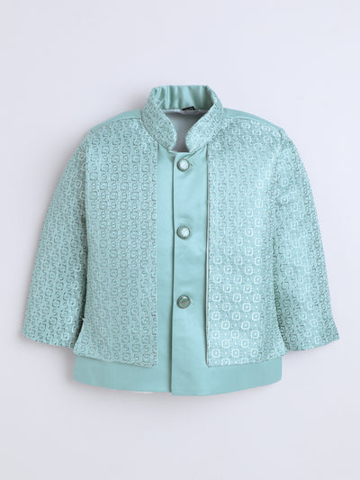 Boys Jacquard Geometric Loop Motifs Indo Western 2 Piece Suit Set