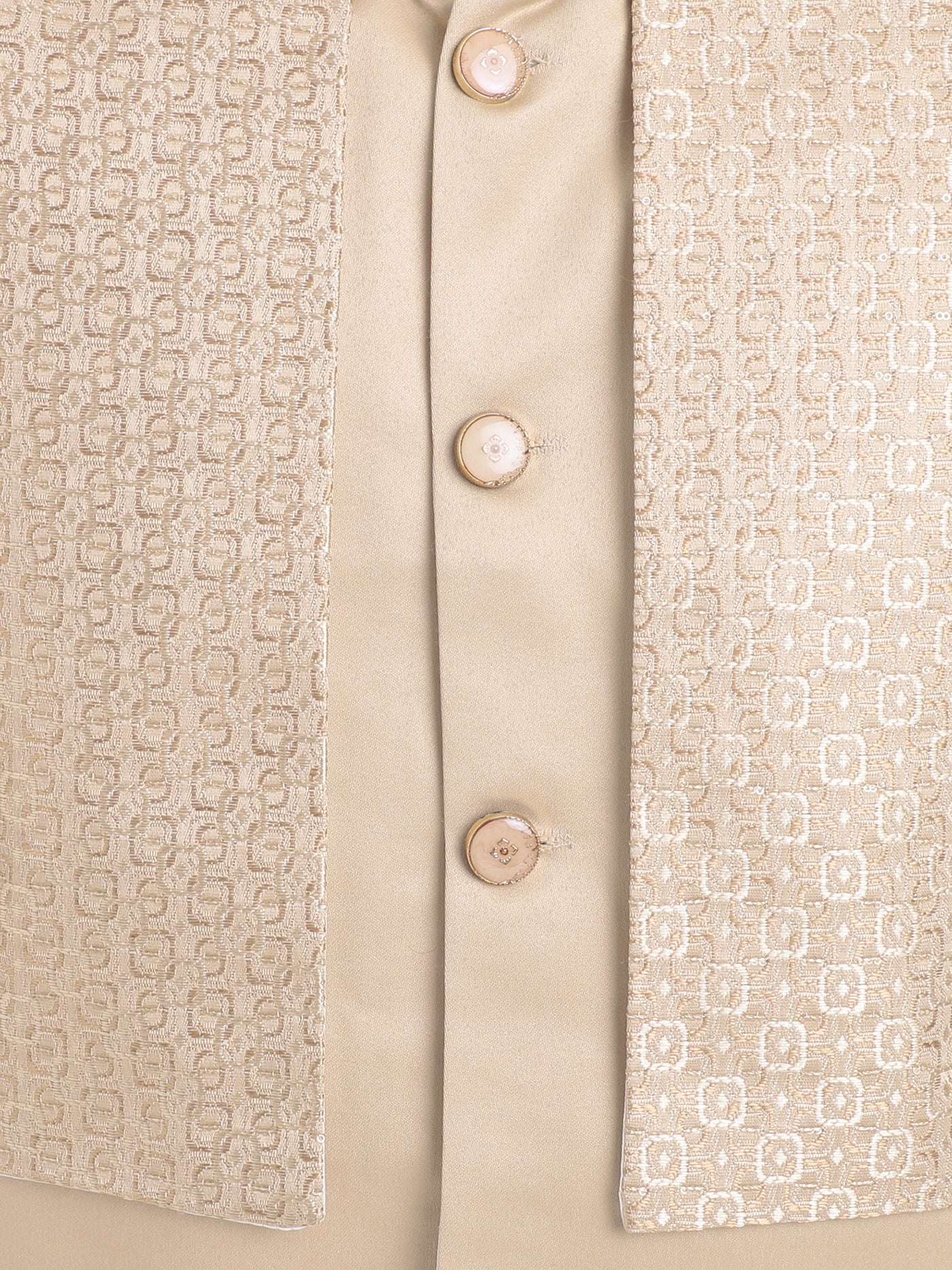 Boys Jacquard Geometric Loop Motifs Indo Western 2 Piece Suit Set