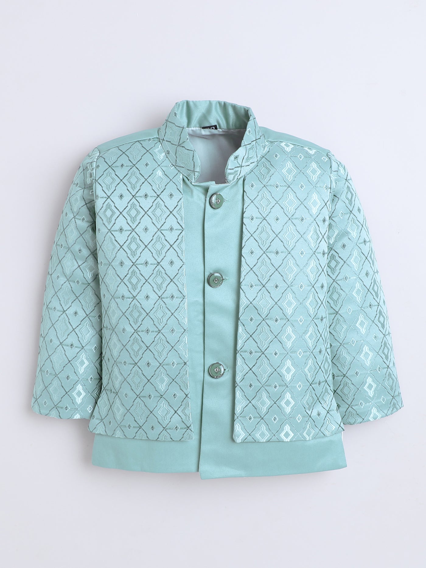 Boys Jacquard Geometric Diamond Motifs Indo Western 2 Piece Suit Set