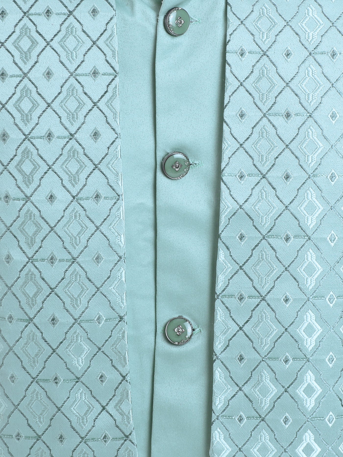 Boys Jacquard Geometric Diamond Motifs Indo Western 2 Piece Suit Set