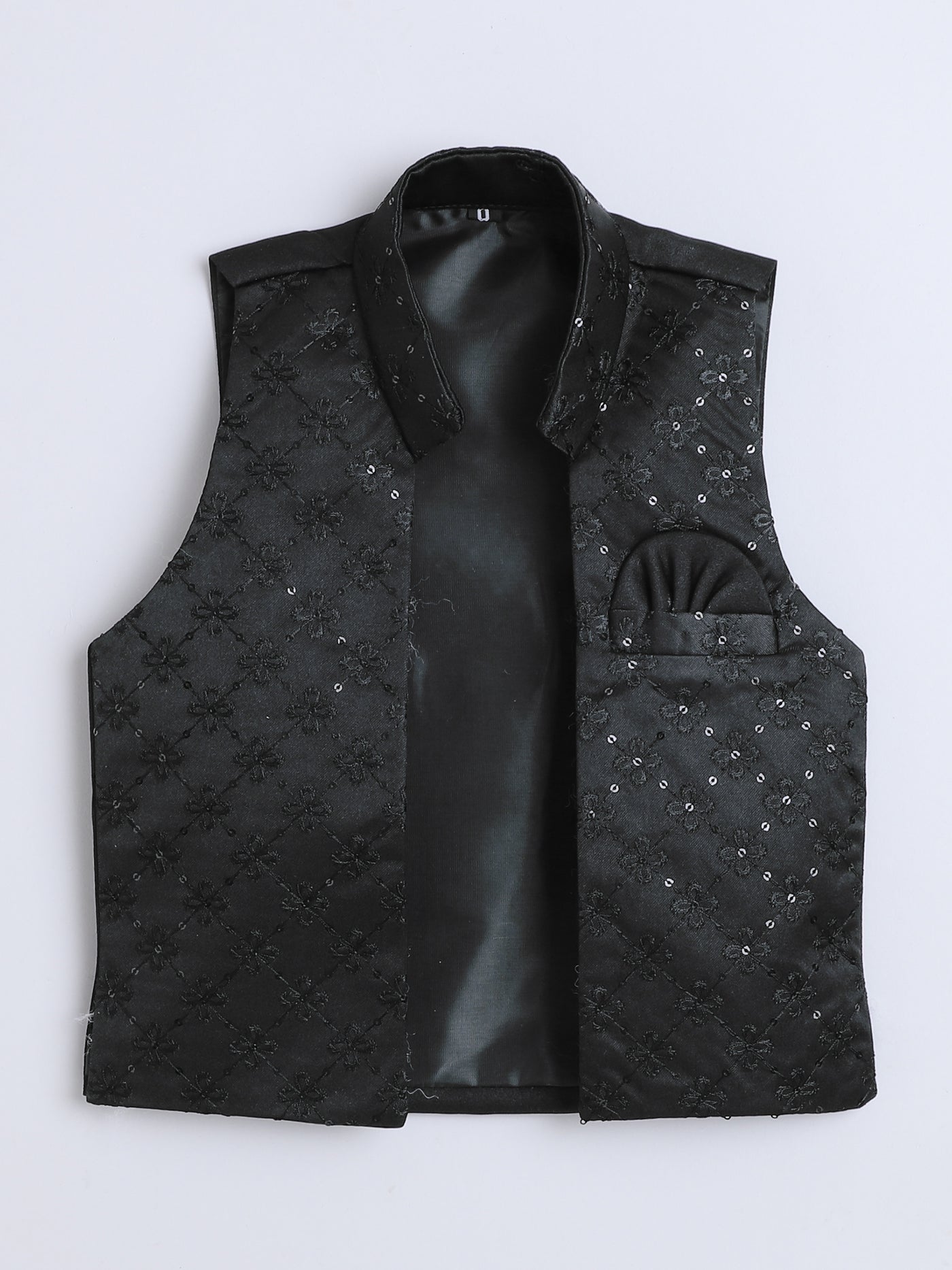 Boys Geometric Sequined Embroidered Indo Western Sherwani Set