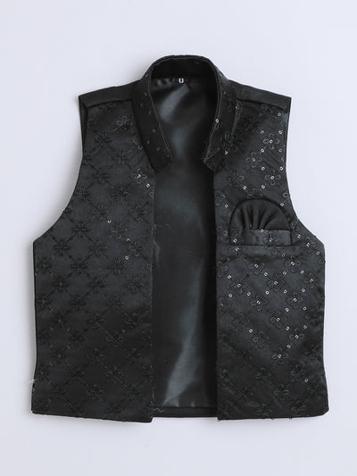 Boys Geometric Sequined Embroidered Indo Western Sherwani Set