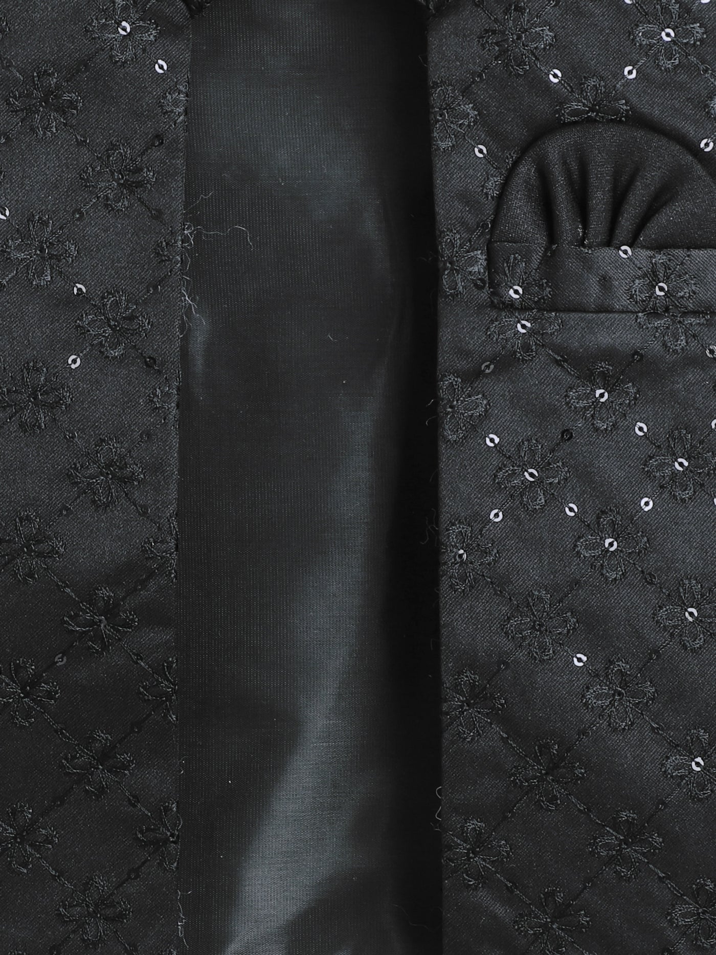 Boys Geometric Sequined Embroidered Indo Western Sherwani Set