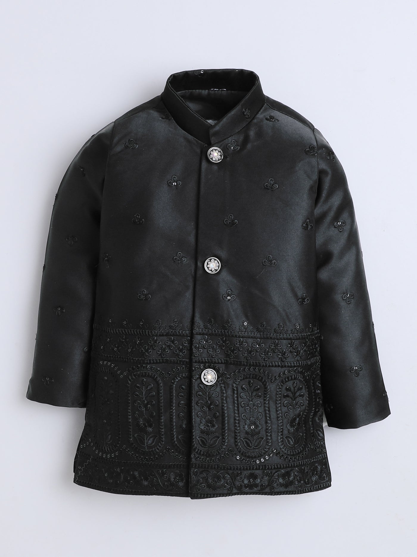 Boys Geometric Sequined Embroidered Indo Western Sherwani Set