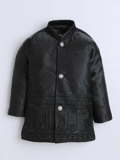 Boys Geometric Sequined Embroidered Indo Western Sherwani Set