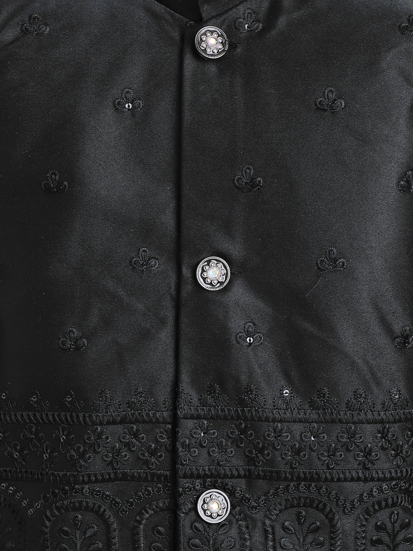 Boys Geometric Sequined Embroidered Indo Western Sherwani Set