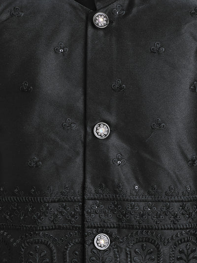 Boys Geometric Sequined Embroidered Indo Western Sherwani Set