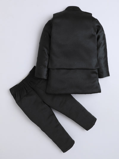 Boys Geometric Sequined Embroidered Indo Western Sherwani Set