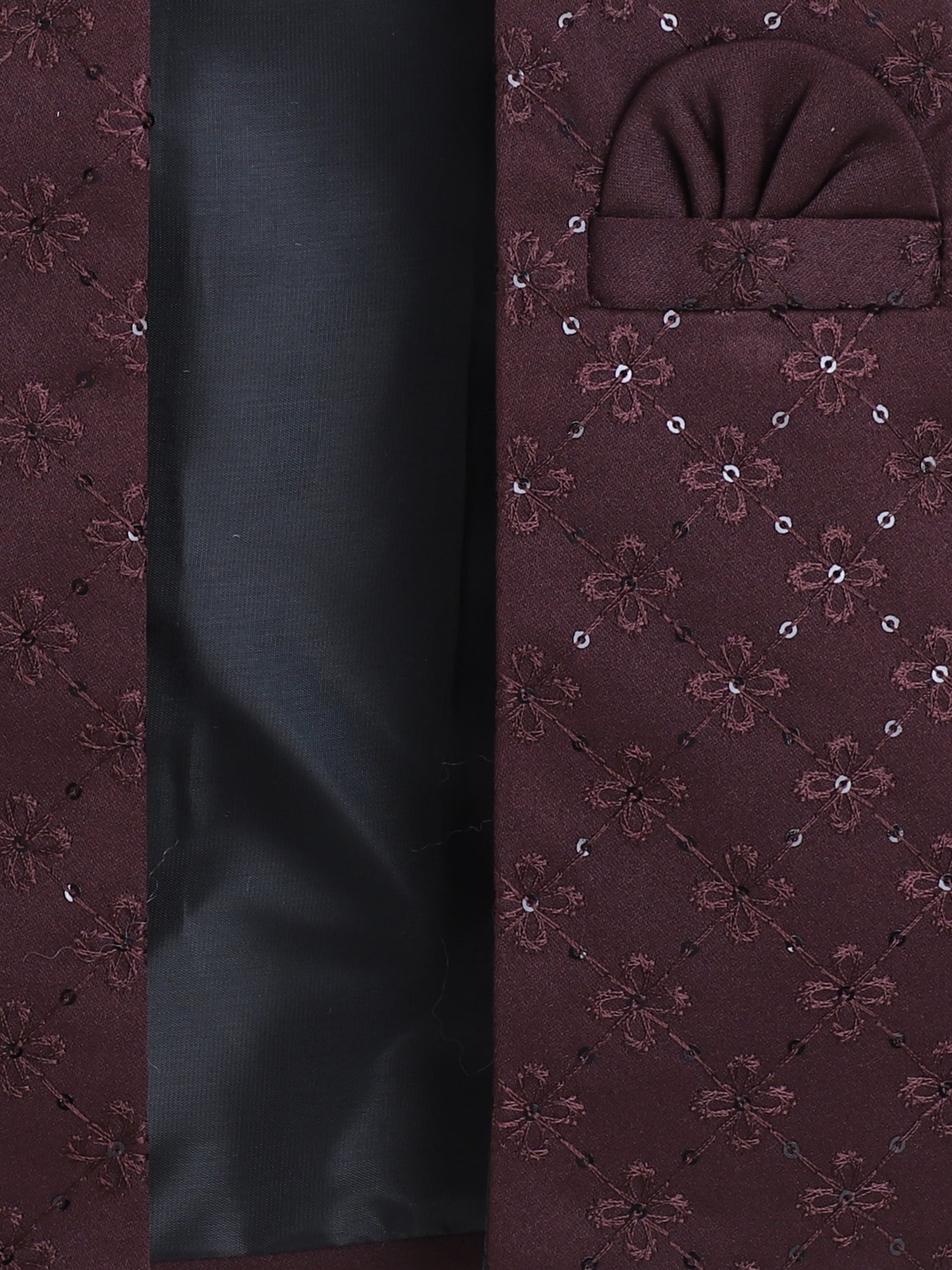 Boys Geometric Sequined Embroidered Indo Western Sherwani Set