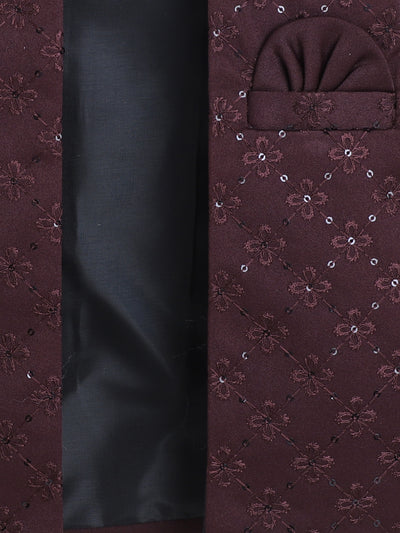 Boys Geometric Sequined Embroidered Indo Western Sherwani Set