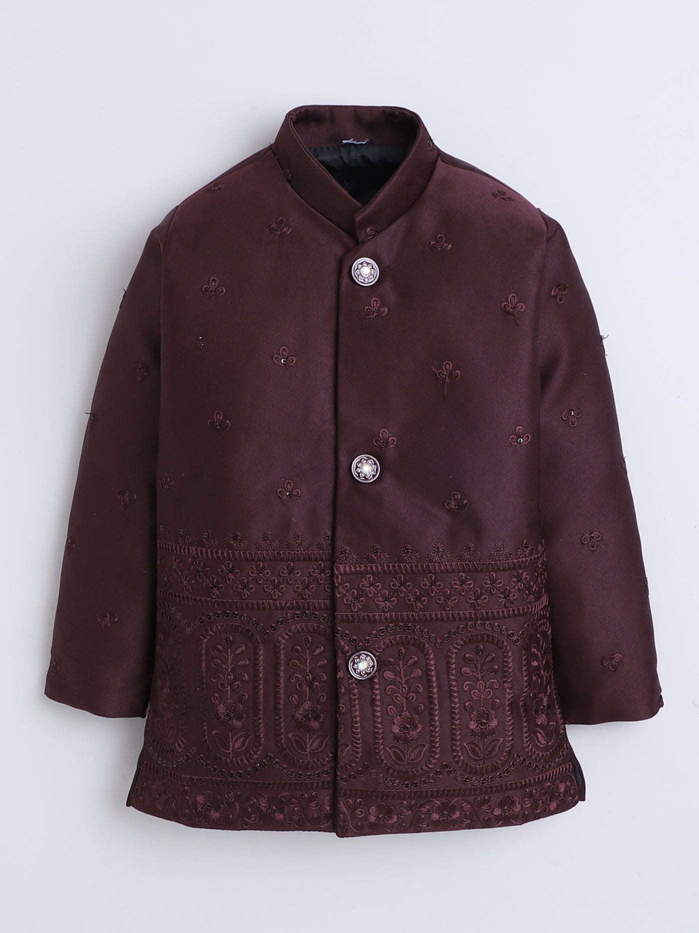 Boys Geometric Sequined Embroidered Indo Western Sherwani Set