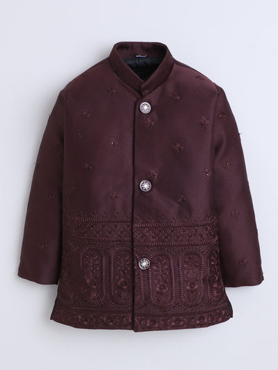 Boys Geometric Sequined Embroidered Indo Western Sherwani Set
