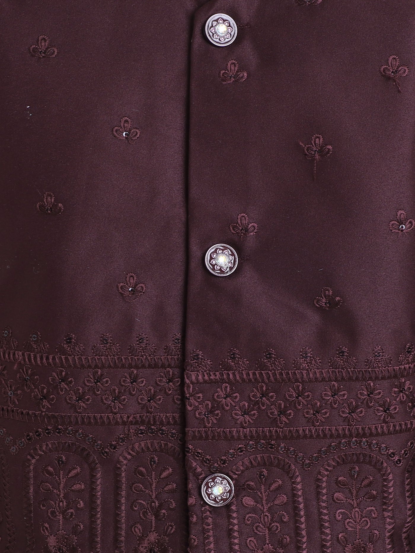 Boys Geometric Sequined Embroidered Indo Western Sherwani Set