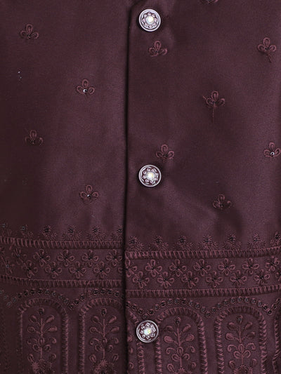 Boys Geometric Sequined Embroidered Indo Western Sherwani Set