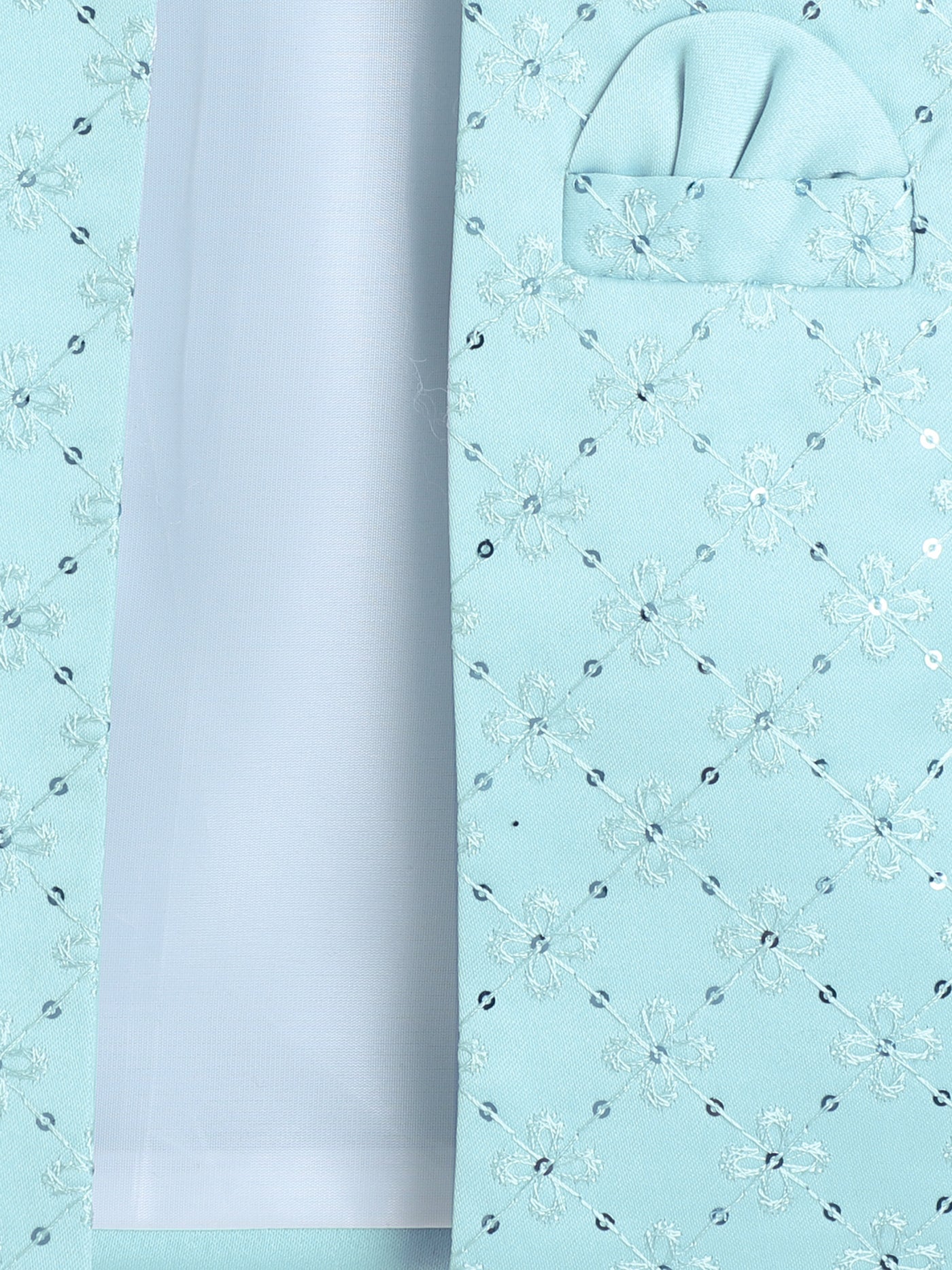 Boys Geometric Sequined Embroidered Indo Western Sherwani Set