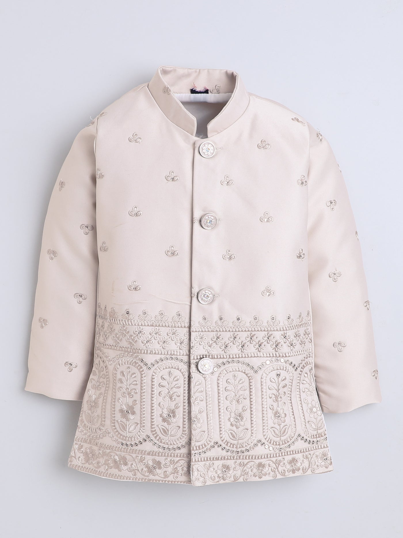 Boys Geometric Sequined Embroidered Indo Western Sherwani Set