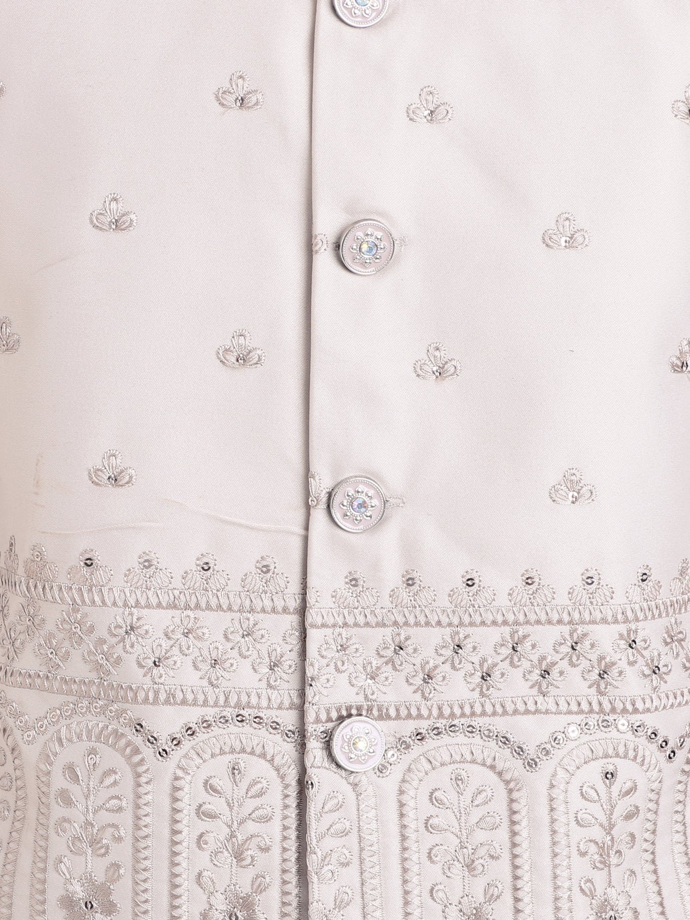 Boys Geometric Sequined Embroidered Indo Western Sherwani Set