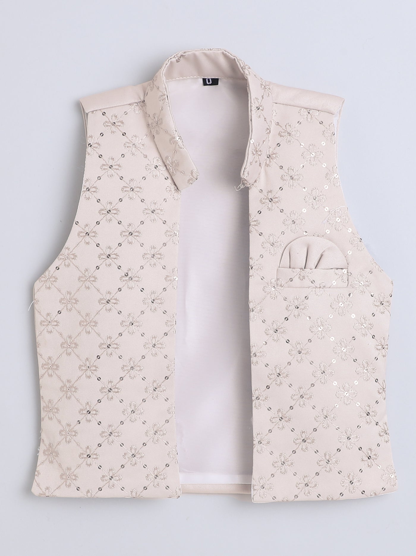 Boys Geometric Sequined Embroidered Indo Western Sherwani Set