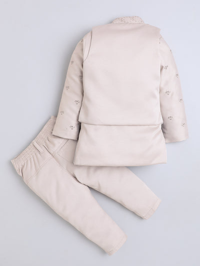 Boys Geometric Sequined Embroidered Indo Western Sherwani Set