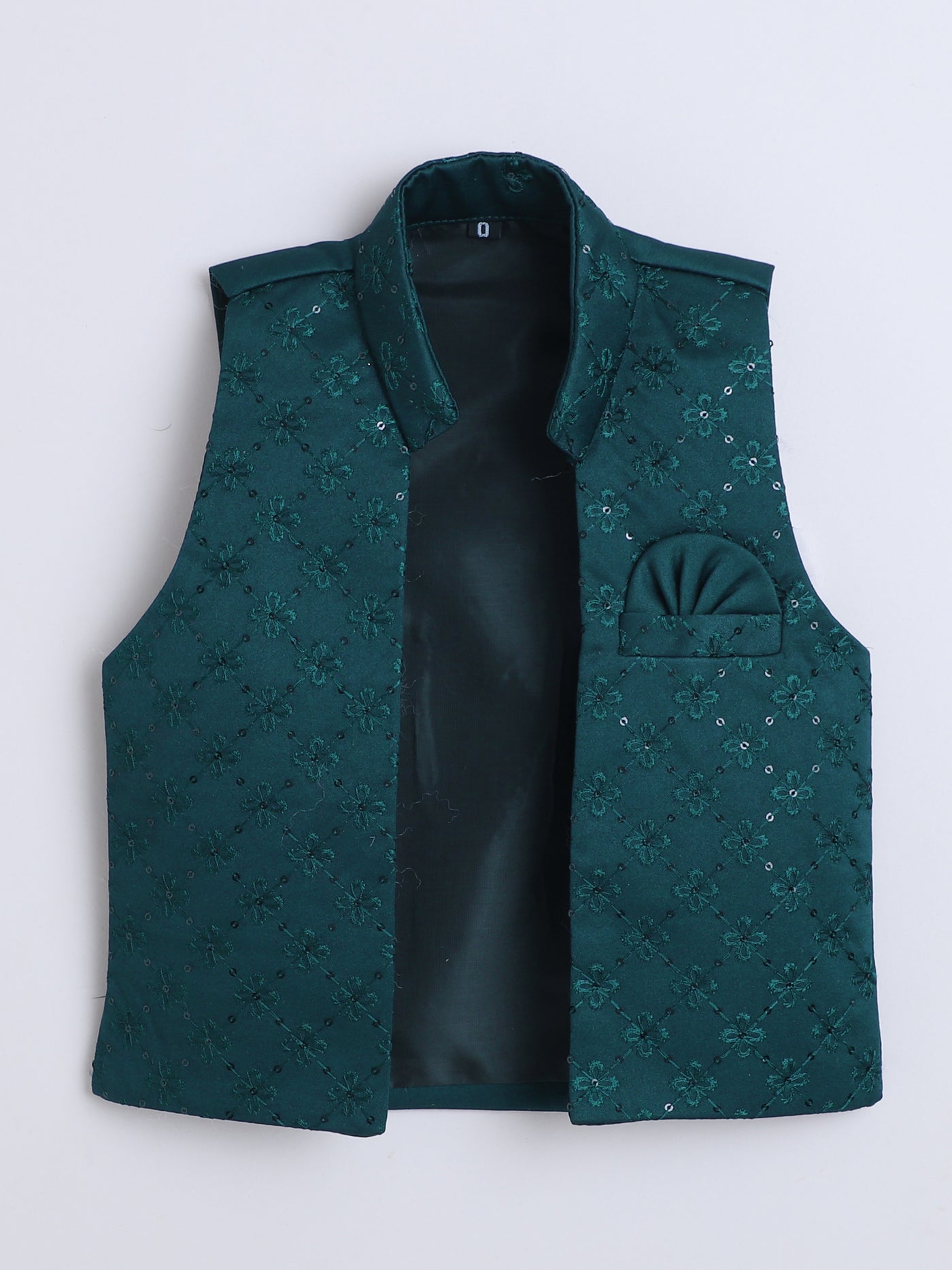 Boys Geometric Sequined Embroidered Indo Western Sherwani Set