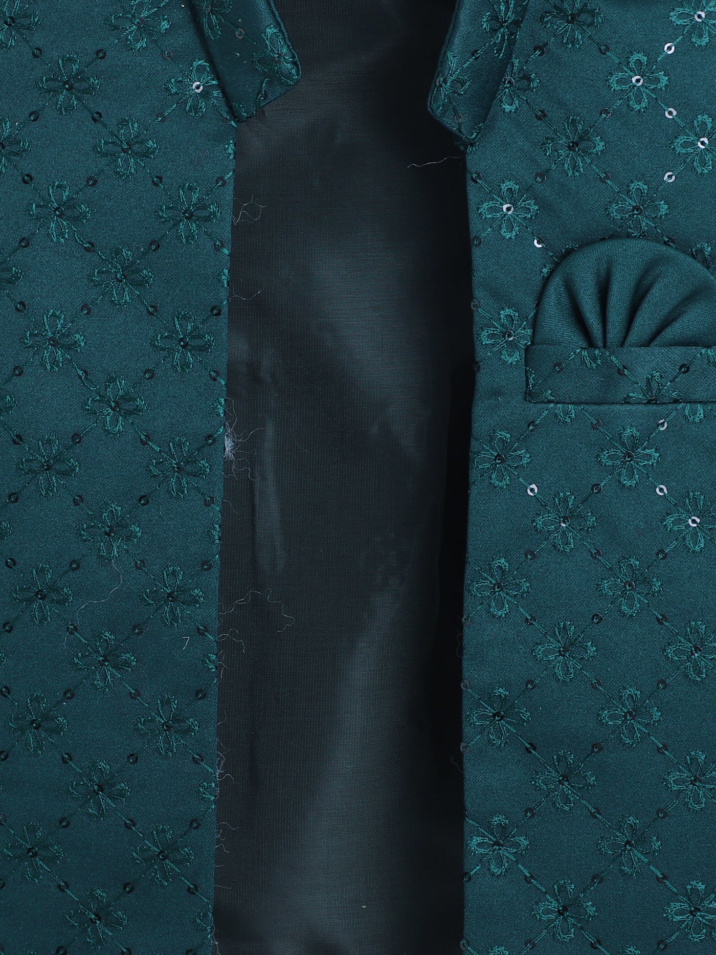 Boys Geometric Sequined Embroidered Indo Western Sherwani Set