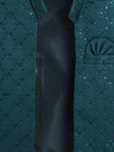 Boys Geometric Sequined Embroidered Indo Western Sherwani Set