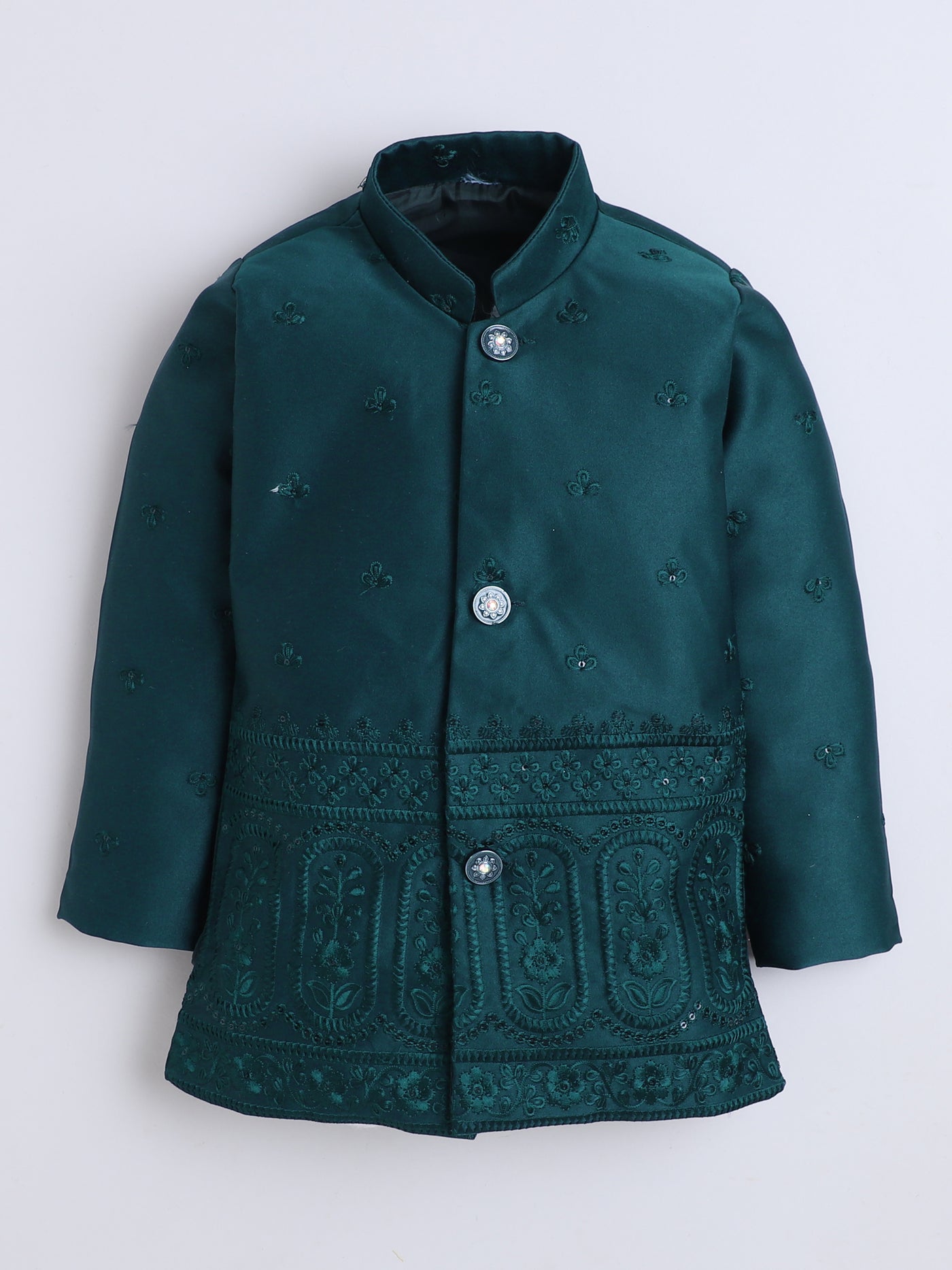 Boys Geometric Sequined Embroidered Indo Western Sherwani Set