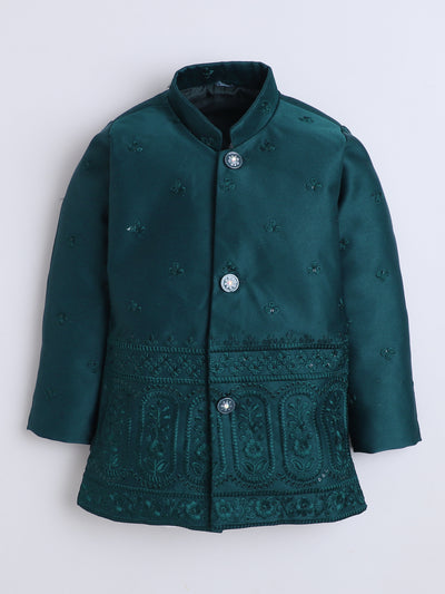Boys Geometric Sequined Embroidered Indo Western Sherwani Set