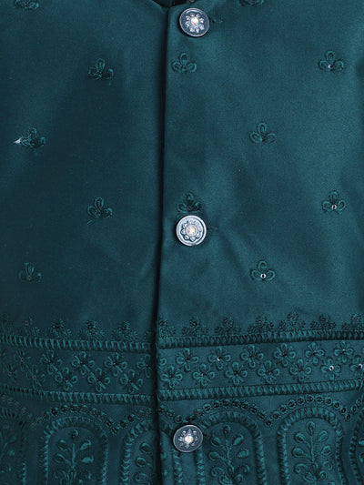 Boys Geometric Sequined Embroidered Indo Western Sherwani Set