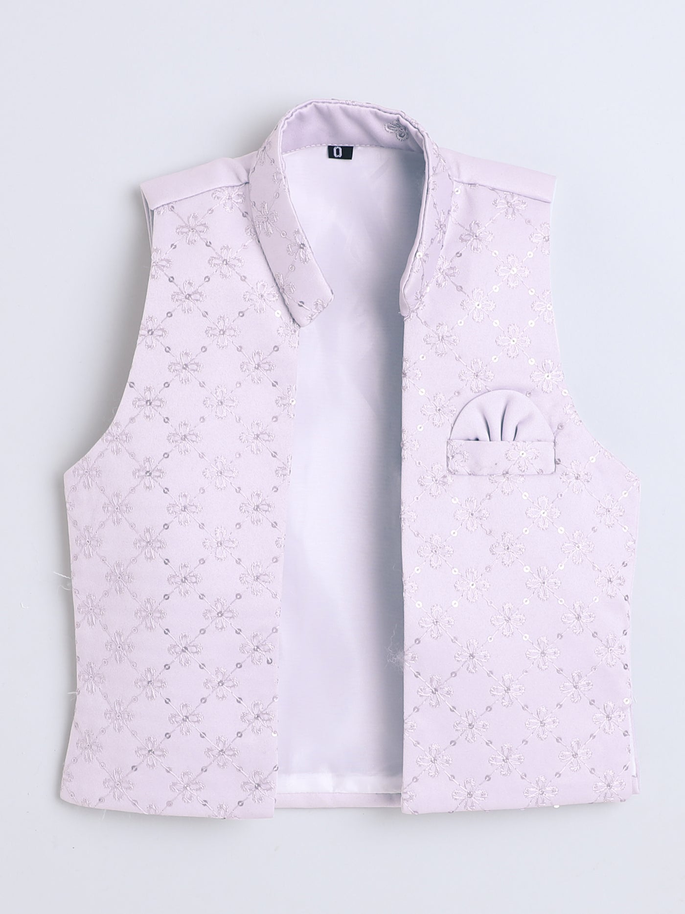 Boys Geometric Sequined Embroidered Indo Western Sherwani Set