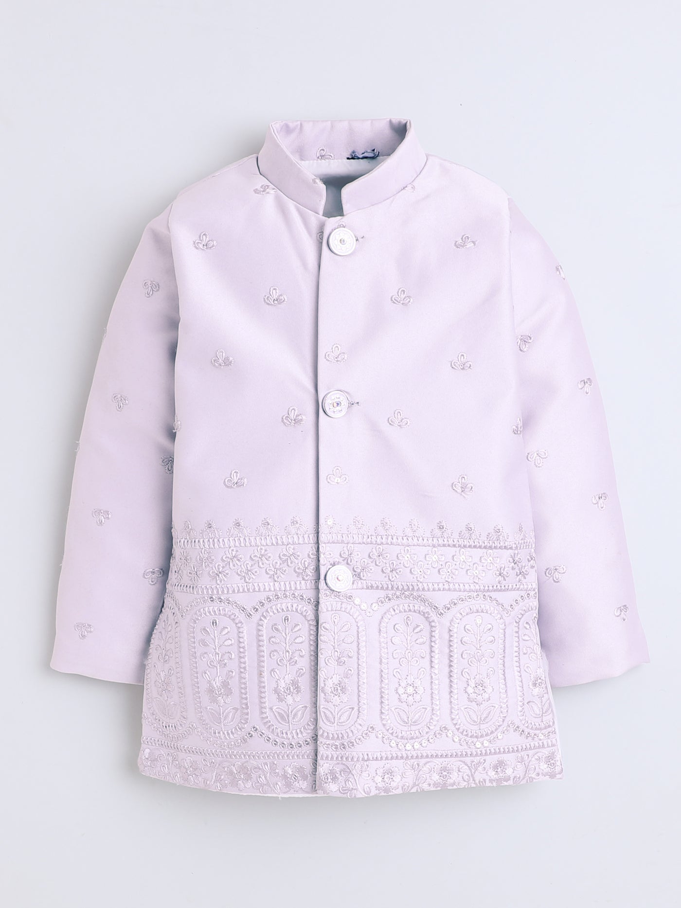 Boys Geometric Sequined Embroidered Indo Western Sherwani Set