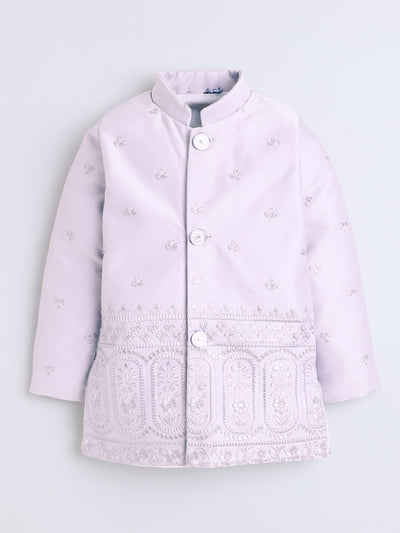 Boys Geometric Sequined Embroidered Indo Western Sherwani Set