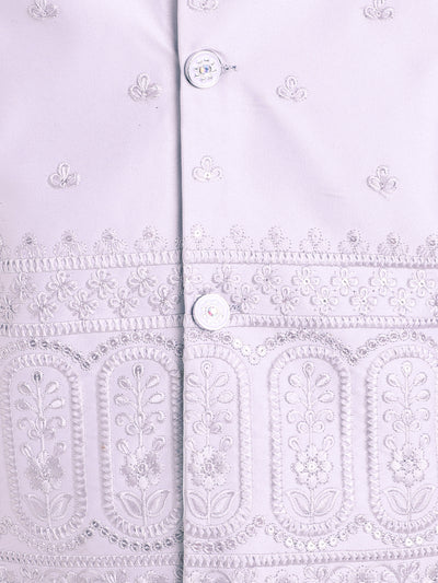 Boys Geometric Sequined Embroidered Indo Western Sherwani Set