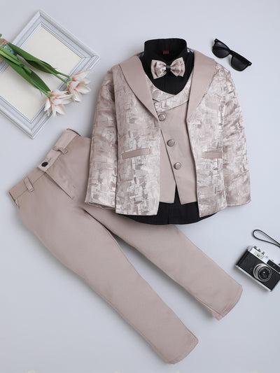 Boys Jacquard 3 Piece Party Suit Set With Bow