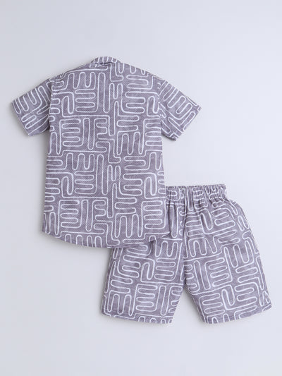 Boys Half Sleeves Printed Shirt & Shorts Set