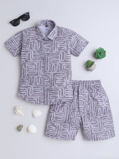 Boys Half Sleeves Printed Shirt & Shorts Set