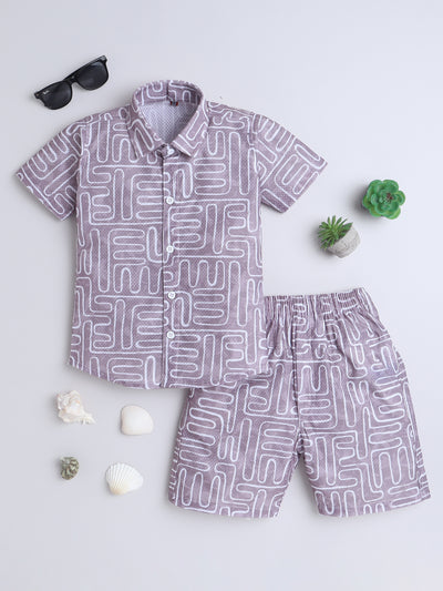 Boys Half Sleeves Printed Shirt & Shorts Set