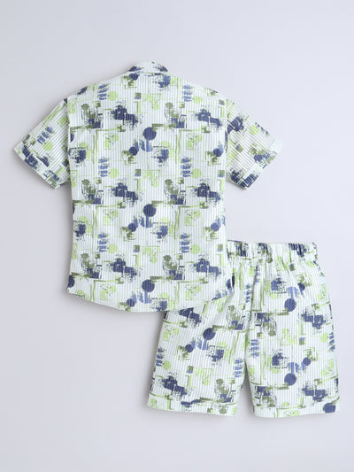 Boys Half Sleeves Printed Shirt & Shorts Set