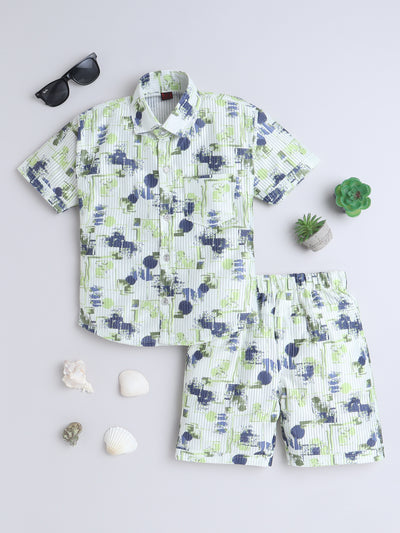 Boys Half Sleeves Printed Shirt & Shorts Set