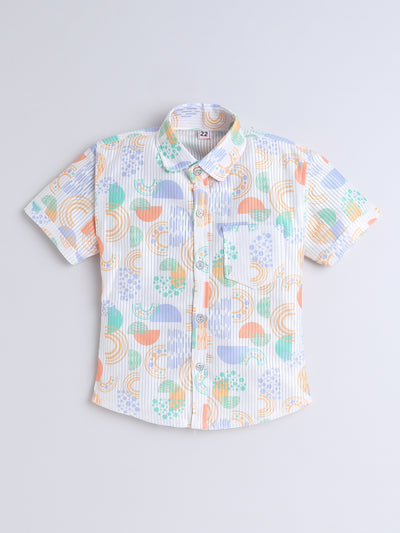 Boys Half Sleeves Printed Shirt & Shorts Set