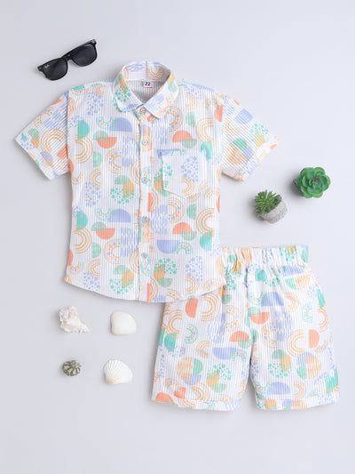 Boys Half Sleeves Printed Shirt & Shorts Set