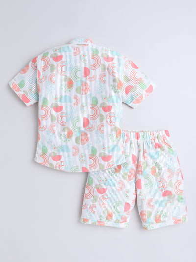 Boys Half Sleeves Printed Shirt & Shorts Set