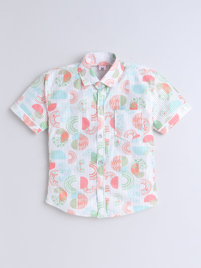 Boys Half Sleeves Printed Shirt & Shorts Set