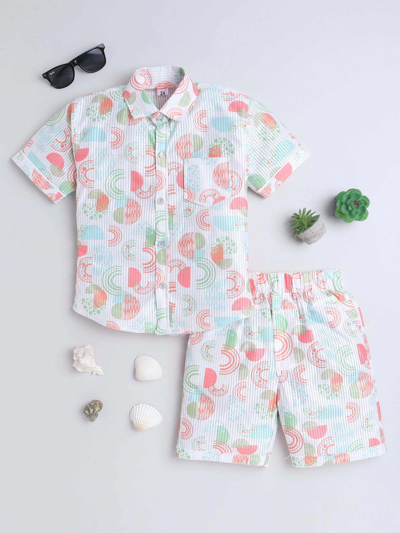 Boys Half Sleeves Printed Shirt & Shorts Set