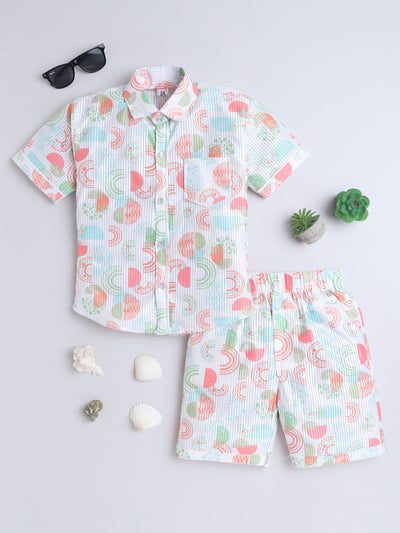 Boys Half Sleeves Printed Shirt & Shorts Set